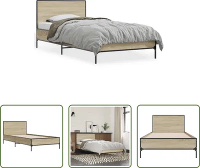 Produktbild von The Living Store Bettgestell Sonoma-Eiche 100x200 cm Holzwerkstoff und Metall