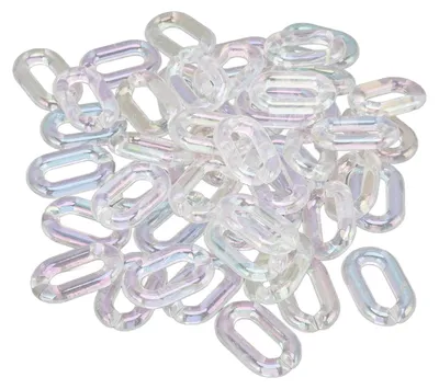 Produktbild von 50 Stück Acryl-Verbindungsringe, transparent, zum Selbermachen, zusammensteckbar, transparent, farbig beschichtet, Acryl-Kettenglieder für DIY-Bastelprojekte und Taschen