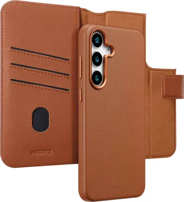 Image de Accezz Bibliothèque en cuir 2-en-1 avec MagSafe pour le Samsung Galaxy S25 Plus - Brun Sienna
