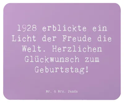 Produktbild von Mr. & Mrs. Panda Mauspad Spruch 1928 Geburtstag Freude - Lavendeltraum - Geschenk, Geburtstagsjahr, mausteppich, computermatte, Mouse Pad, Happy Birthday, Freundschaft