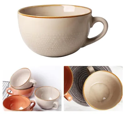 Immagine prodotto di Tazza da caffè in Vetroceramica, extra large, 700 ml, color kaki. Ideale anche come zuppiera, ciotola per la colazione, per cereali o insalate