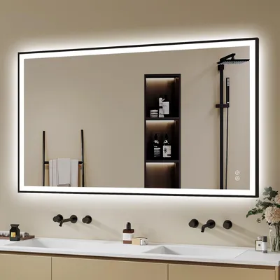 LED-Badspiegel 70x120 cm, Anti-Beschlag, dimmbar, 3 Lichtfarben