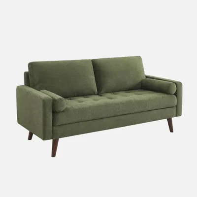 Produktbild von sweeek - 3-Sitzer Sofa mit kapitoniertem Chenille-Bezug - Khaki