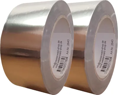 Obrázek produktu pro 2 role hliníkové lepicí pásky z čistého hliníku 50 mm x 50 m