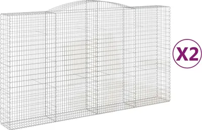 Imagen del producto de vidaXL: 2 gabiones con forma de arco, 400x50x220/240 cm, hierro galvanizado