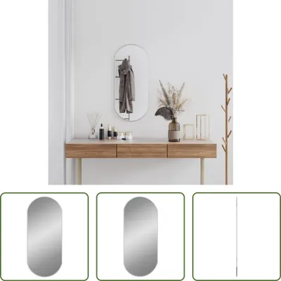 Productafbeelding van De Living Store wandspiegel, zilverkleurig, ovaal, 80x35 cm