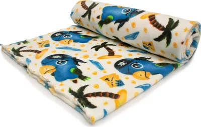 Image de Tissu polaire DTY imprimé (250 g), perroquets, bleu, 50 x 160 cm