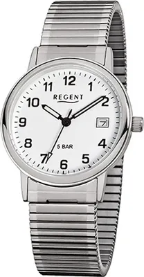Produktbild von Regent Stahl Herren Uhr F-705 Quarzuhr Armband silber D2URF705