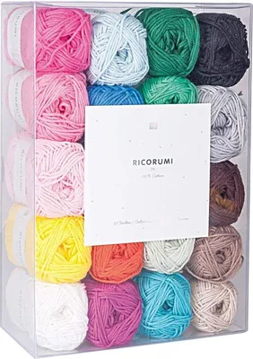 Produktbild von Famanu Häkel- und Strickgarn, Baumwolle, bunt, 1150 Meter, 20 Farben