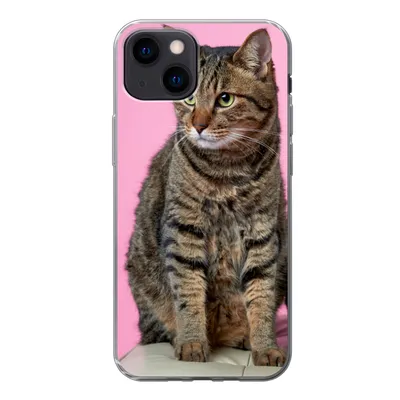 Produktbild von MuchoWow® Handyhülle Schutzhülle Hülle für iPhone 13 mini Katze - Rosa - Pouf - Mädchen - Kinder - Kinder Silikon Softcase Handy Hülle - Softcase