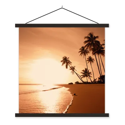 Produktbild von MuchoWow® Textilposter Sonnenuntergang - Tropisch - Palme - Strand - Meer 40x40 cm mit schwarzem Rahmen - Fotos