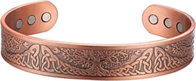 Produktbild von Magnetische Kupferarmbänder, Manschettenarmreif, verstellbare Größe für Männer, Frauen (rote Kupferfarbe)
