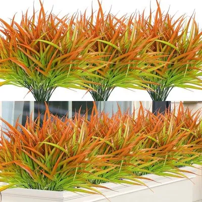 Obrázek produktu pro Sada umělých orchidejí, 8 kusů, 40 cm, odolné proti povětrnostním vlivům, imitace, plast, venkovní použití, terasy, květináče, balkon, zahrada, dekorace (oranžová)