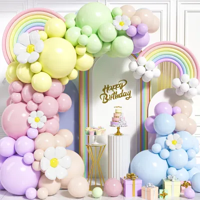 Ballonbogen-Set Pastell, 117-teilig, Regenbogen, Deko