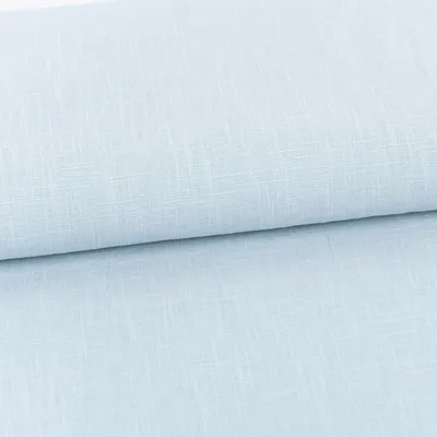 Produktbild von Leinenstoff Meterware mit Baumwolle vorgewaschen einfarbig baby blau 140cm