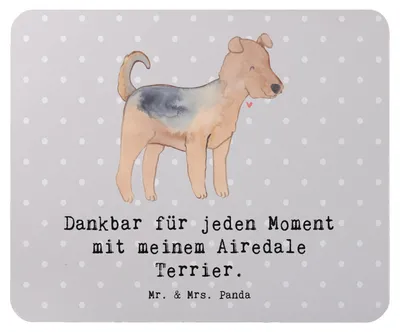 Produktbild von Mr. & Mrs. Panda Mouse Pad Airedale Terrier Moment - Grau Pastell - Geschenk, pc mousepad, computermatte, mausteppich, Mauspad