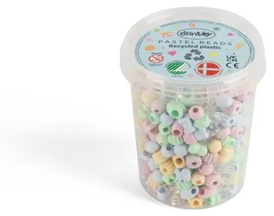 Produktbild von Dantoy 5911 PASTEL Perlen - 520 recycelte Perlen in Pastellfarben im Eimer