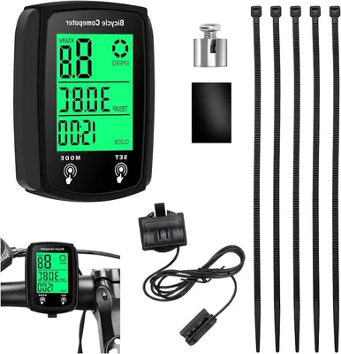 Image de Ordinateur de vélo - Compteur kilométrique - Mesure des trajets à vélo - 19 fonctions - 6 x 4,5 x 2 cm - Noir