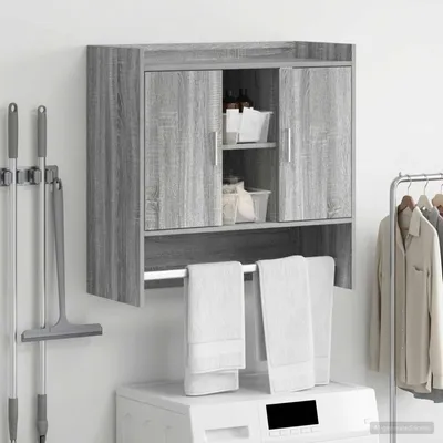 Obrázok produktu pre Maison Exclusive – Nástenná polica, sivá farba Sonoma, 80 x 36 x 80 cm