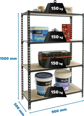 Produktbild von MADERCLICK 4/500 1500 ANTRACITE/MADEIRA Metallregal