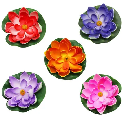 Productafbeelding van Vijf Stuks Kunstmatige Waterlelies - Drijvende Bloemen voor Decoratie