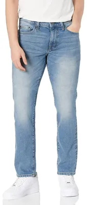Productafbeelding van A. Essentials heren slim-fit jeans - Washed denim, lichte wassing, maat 34W / 31L
