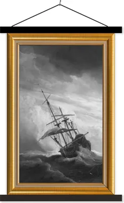 Produktbild von MuchoWow® Textilposter Kunst - Alte Meister - Liste - Gold 40x60 cm mit schwarzem Rahmen - Wanddekorationen
