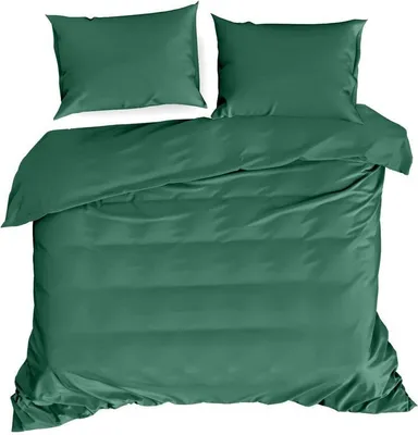 Zdjęcie produktu dla Zestaw pościeli Eurofirany Pościel NOVA3 ciemnozielona 160x200 cm 3 TLG SET: z 2 poszewkami na poduszki 70x80 cm