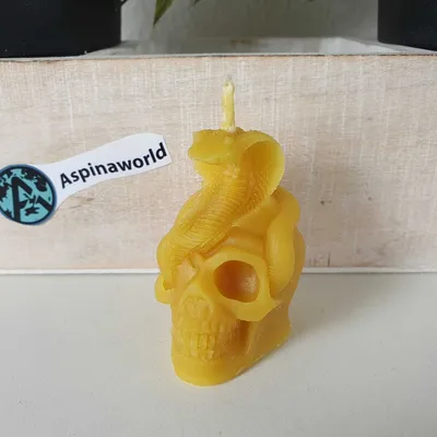 Produktbild von Bienenwachskerze Totenkopf Kerze mit Schlange 6 cm