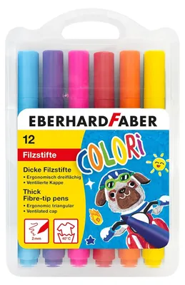 Produktbild von EBERHARD FABER 551213 - Filzstifte Set Colori, 12 dicke Malstifte in Kunststoffbox