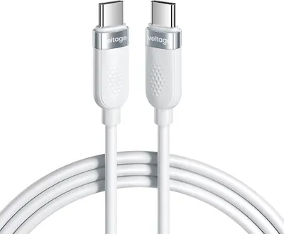 Produktbild von Voltage Silikon-USB-C-auf-USB-C-Kabel, 100 W PD, 1 m, Weiß