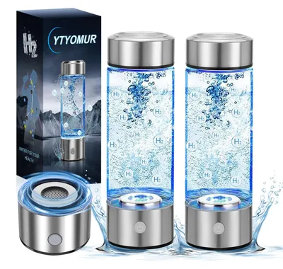 Wasserstoff-Wasserflasche 450 ml, 2er-Pack, SPE/PEM, Glas, wiederaufladbar