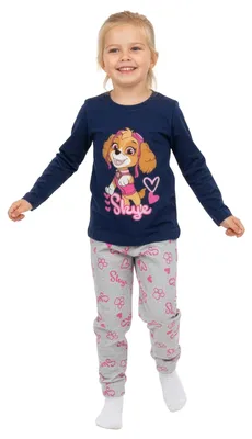 Produktbild von Paw Patrol Schlafanzug für Mädchen - Skye Kinder Pyjama Set Langarm Oberteil mit Hose Blau/Grau 110-116