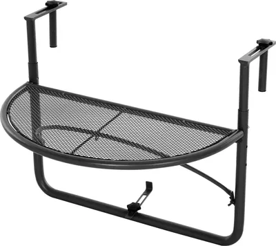 Produktbild von Balkonh?ngetisch H?ngetisch Gartentisch h?henverstellbar halbrund ?30 cm Terrasse Metall Wei? L60 x B47 x H50 cm