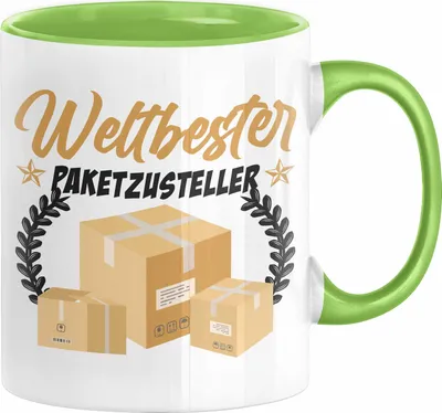 Produktbild von Paketzusteller Geschenk Tasse Spruch Weltbester Paketzusteller Postbote (Grün)