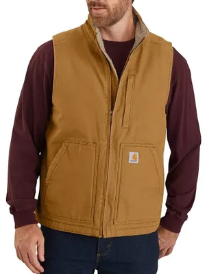 Immagine prodotto di Gilet imbottito da uomo Carhartt, con colletto alto, ideale per il lavoro e l'abbigliamento casual, colore marrone