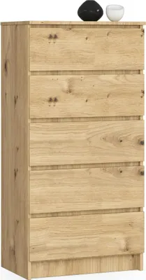Image de Commode Moderne K60 en Chêne Artisan avec 5 Tiroirs - Laminé - Montage Facile