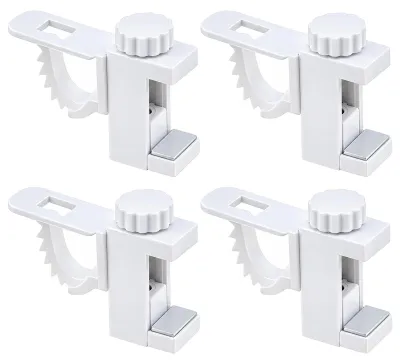 4 Klemmhalter für Vorhangstangen, verstellbar, ABS, weiß, 2 kg Belastbarkeit