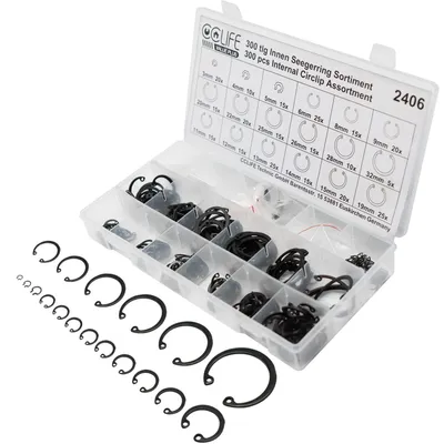 Image de Jeu de 300 joints toriques intérieurs, diamètre 3 à 32 mm, avec assortiment de circlips