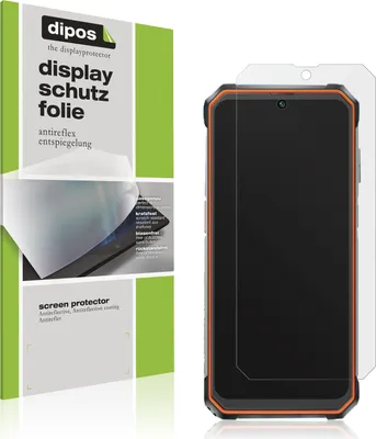 A product shot showing packaging for a screen protector and the screen protector itself placed on a smartphone.