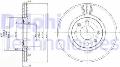 Produktbild von 2x DELPHI Bremsscheibe BG2872 passend für PEUGEOT 406 (8B) 406 Coupe (8C) 29mm