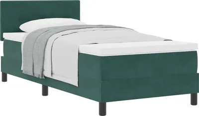 Produktbild von vidaXL Boxspringbett mit Kopfteil Dunkelgrün 90 x 190 cm Samt