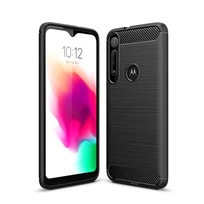 Immagine prodotto di Custodia protettiva per cellulare, modello compatibile con Motorola G8 Play, con finitura effetto carbonio, colore grigio