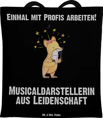 Produktbild von Mr. & Mrs. Panda Einkaufstasche Musicaldarstellerin Leidenschaft - Schwarz - Geschenk, Shopping Tasche, Tote Bag, canvas, totebag, Schultasche