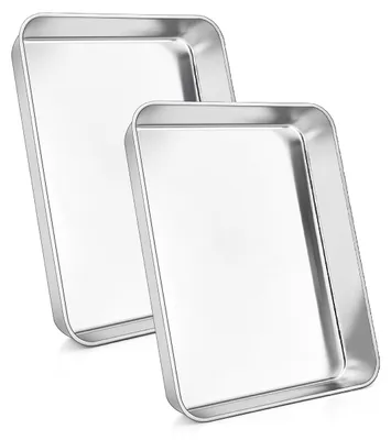 Image de Elzusha - Lot de 2 plaques de cuisson en acier inoxydable pour une cuisson saine