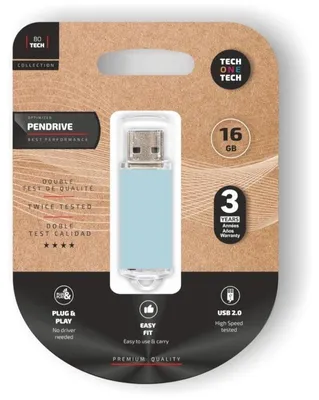 Zdjęcie produktu dla TECH ONE TECH TEC3010-16, 16 GB, USB Typu-A, 2.0, Pokrywka, 18 g, Niebieski