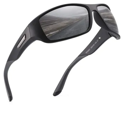 Produktbild von PUKCLAR Sonnenbrille Herren Polarisierte Sportbrille Radsportbrillen Fahrerbrille Damen UV400 Schutz, L, C1 Schwarzer Rahmen / Cat 3 Grau