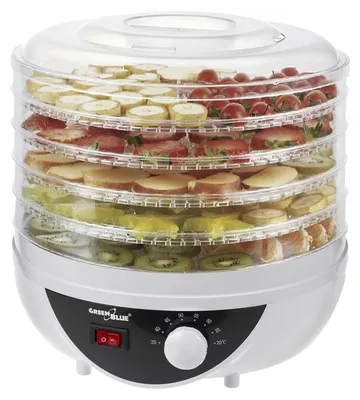Dörrgerät 250 W für Obst, Pilze, Gemüse – 5 Siebe 27 cm – Weiß