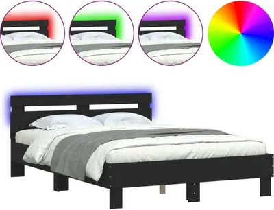 Productafbeelding van Bedframe met hoofdeinde, LED-verlichting, zwart, 120x200 cm