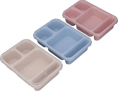 Produktbild von Bento-Lunchboxen mit Staubdeckel, Soße, 4 Fächer, Essenszubereitungsbehälter, Snackbox für Schule, Arbeit, Reisen, Stil 3